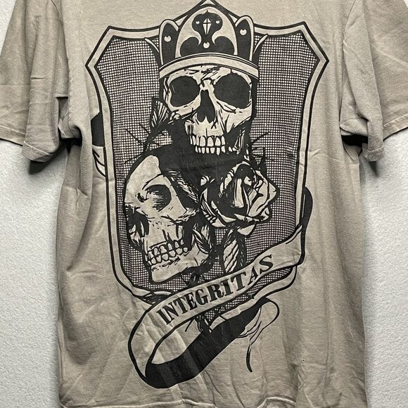 Vintage Y2K Anchor Blue Skull Graphic Integritas Graphic Tee L - Picture 2 of 8